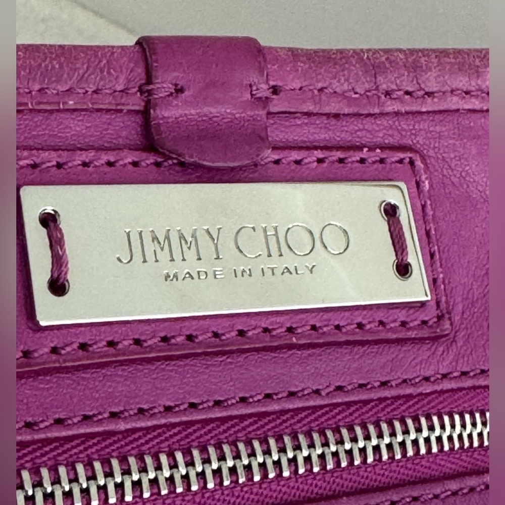 JIMMY CHOO Star Studded Pink Magenta Fushia Leather Tote Large Shoulder Bag - Picture 5 of 12